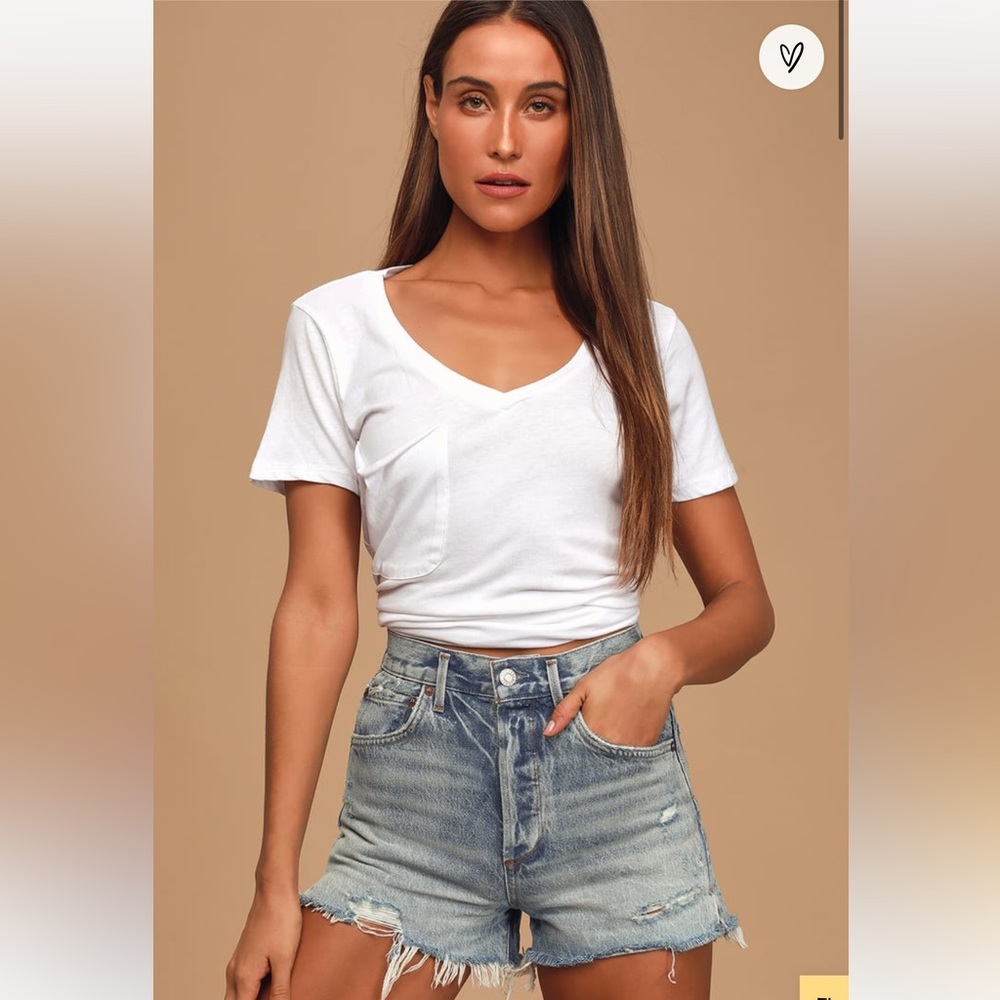 AGOLDE Jayden Medium Wash High Rise Distressed Cutoff Denim Shorts Size:27